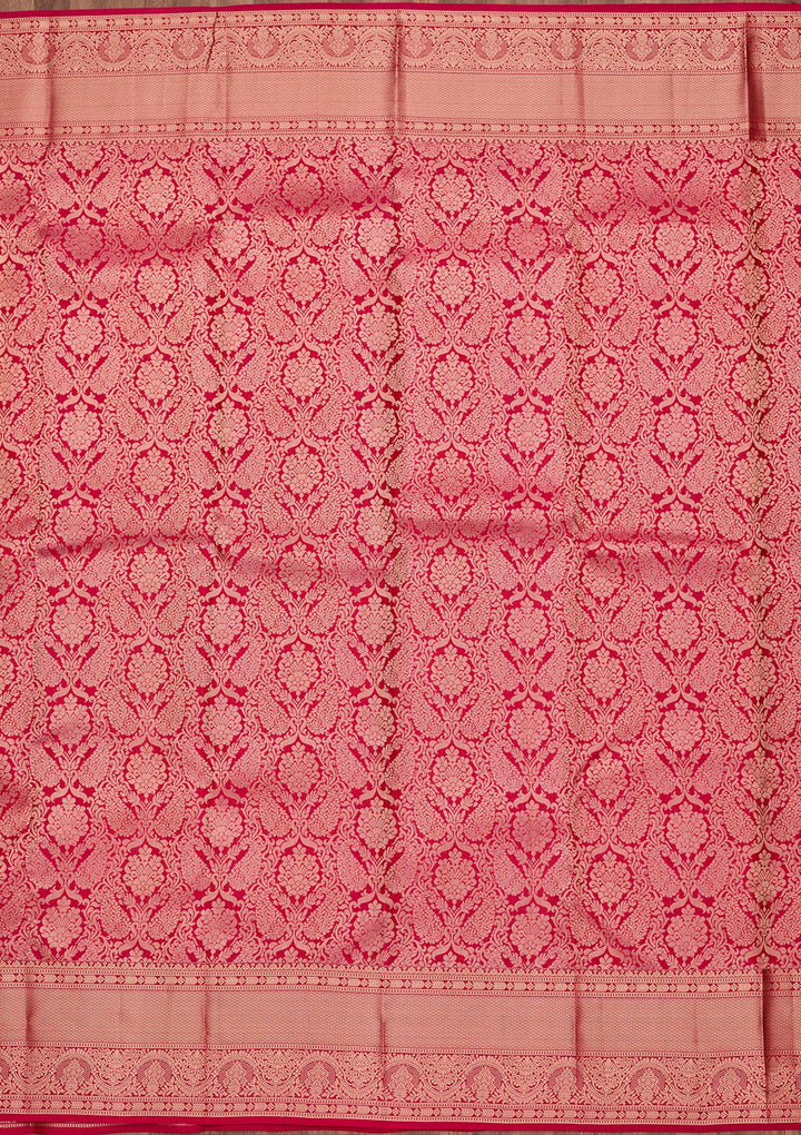 Rani Pink Zariwork Pure Silk Saree