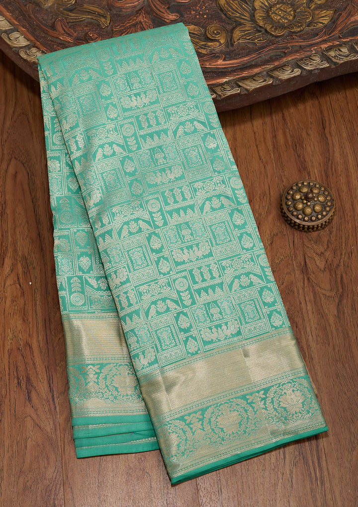 Sea Green Zariwork Pure Silk Saree