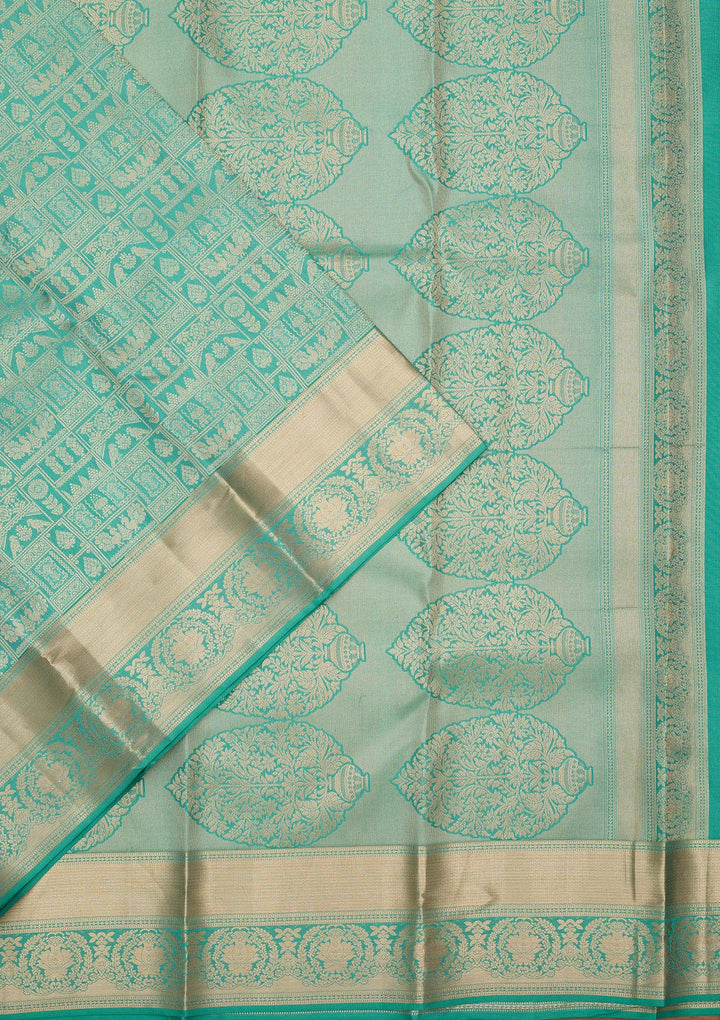 Sea Green Zariwork Pure Silk Saree
