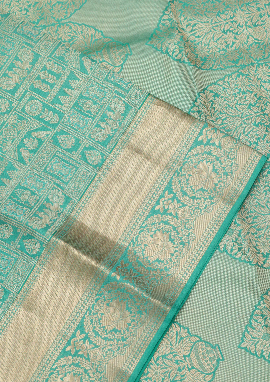 Sea Green Zariwork Pure Silk Saree