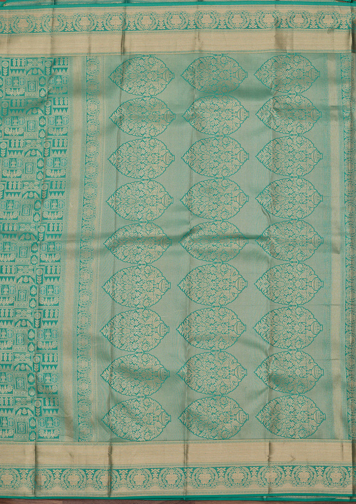 Sea Green Zariwork Pure Silk Saree