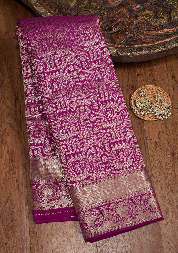 Violet Zariwork (Gold) Pure Silk Silk_Saree
