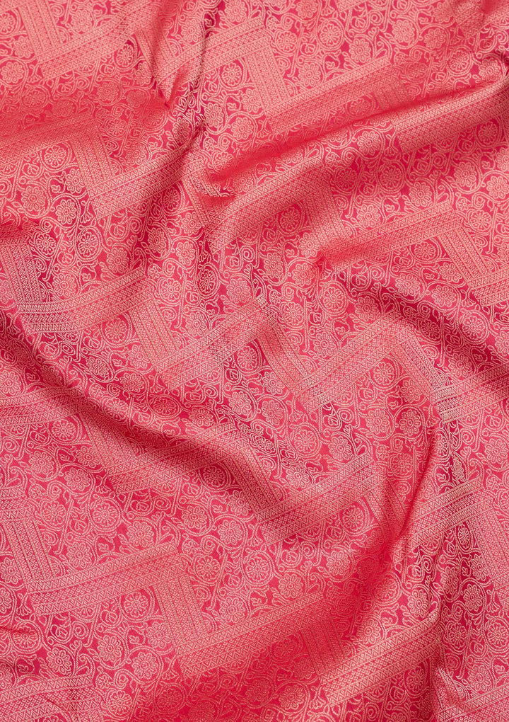 Rani Pink Zariwork Pure Silk Saree