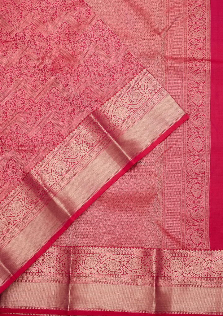 Rani Pink Zariwork Pure Silk Saree