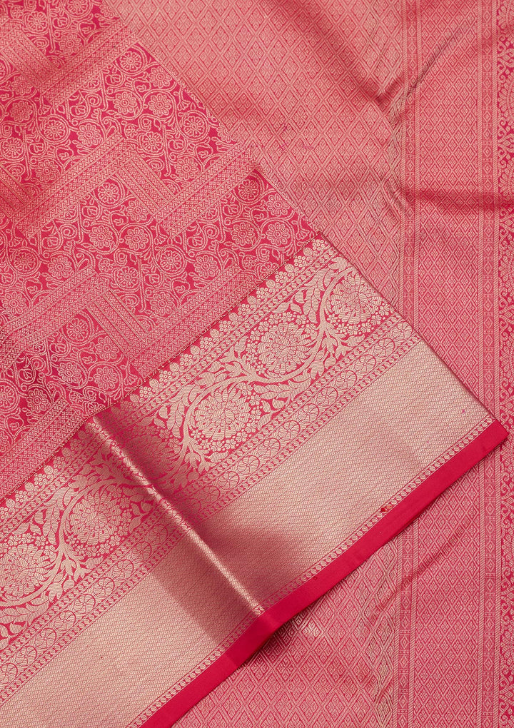 Rani Pink Zariwork Pure Silk Saree