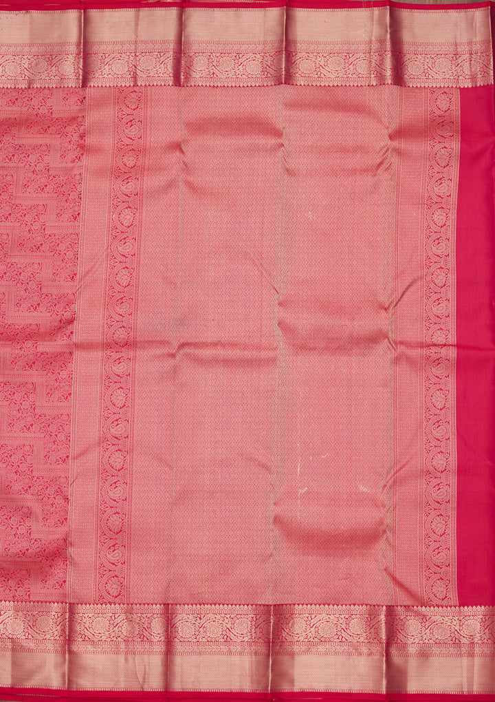 Rani Pink Zariwork Pure Silk Saree