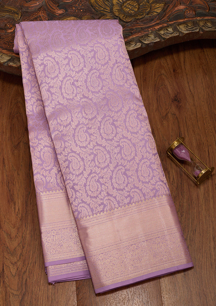Lavender Zariwork Pure Silk Saree