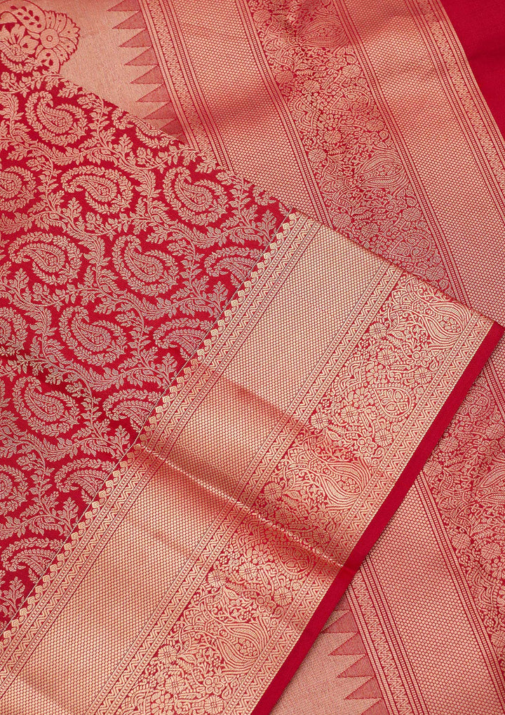 Maroon Zariwork Pure Silk Saree