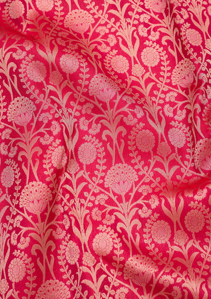Rani Pink Zariwork Pure Silk Saree