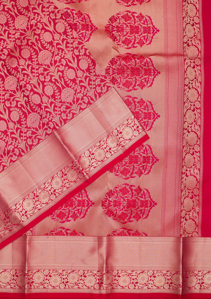 Rani Pink Zariwork Pure Silk Saree