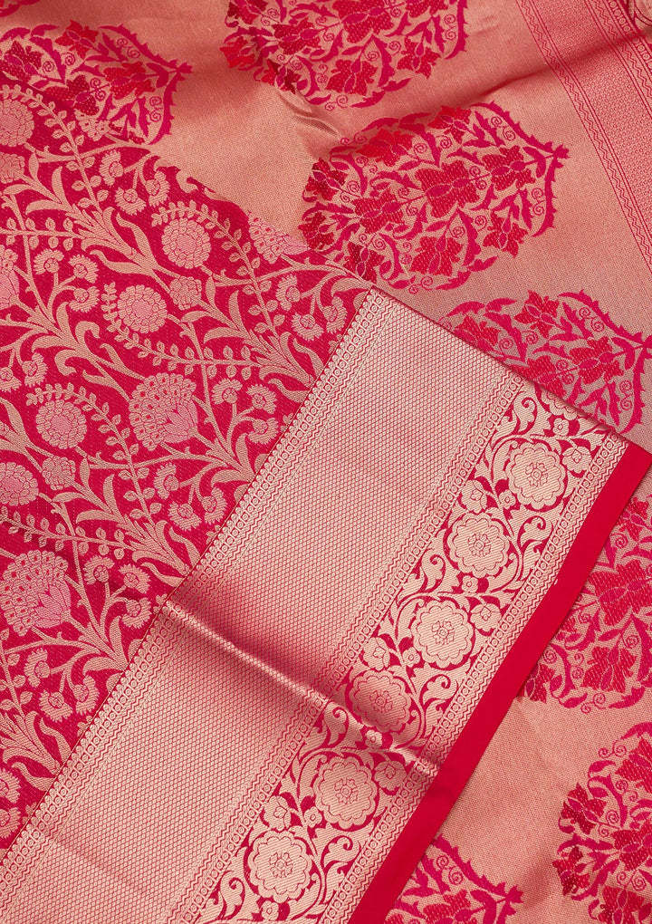 Rani Pink Zariwork Pure Silk Saree
