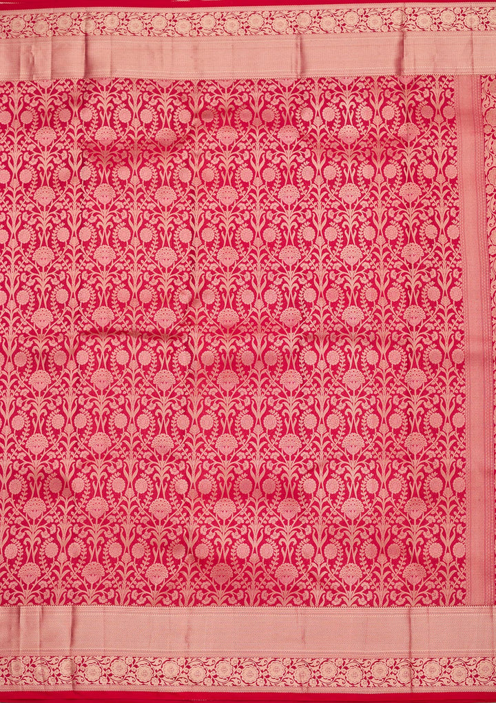 Rani Pink Zariwork Pure Silk Saree