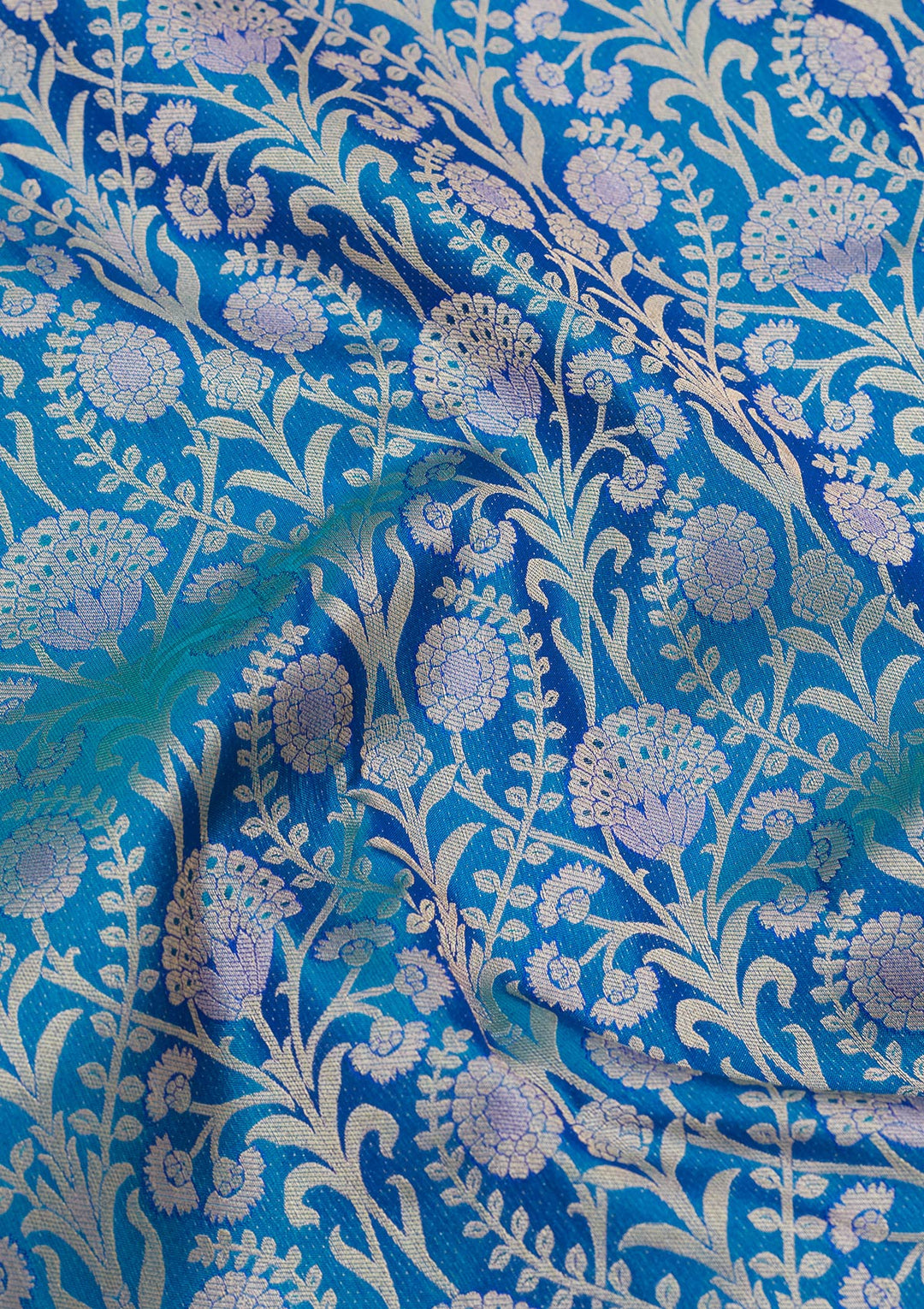 Turquoise Blue Zariwork Pure Silk Saree