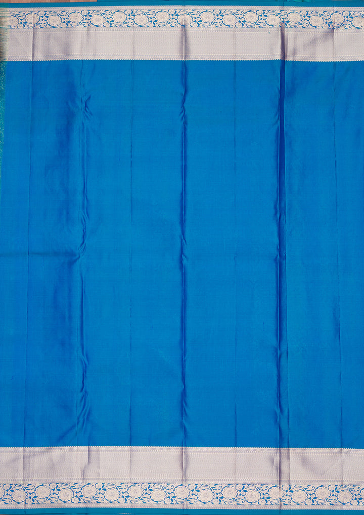 Turquoise Blue Zariwork Pure Silk Saree