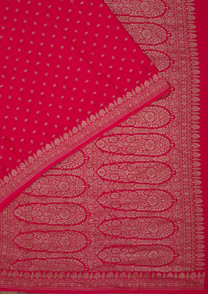 Pink Zariwork Pure Crepe Silk Saree