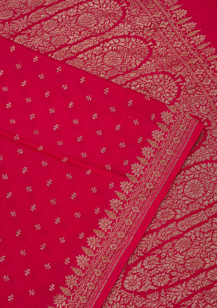 Pink Zariwork Pure Crepe Silk Saree