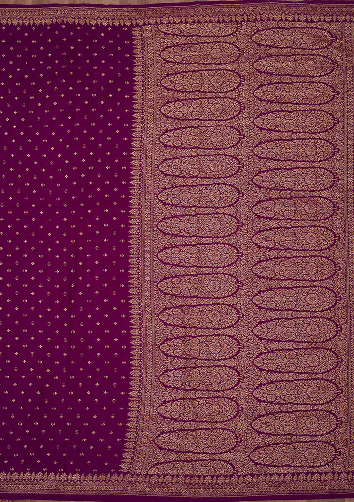 Violet Zariwork Pure Crepe Silk Saree