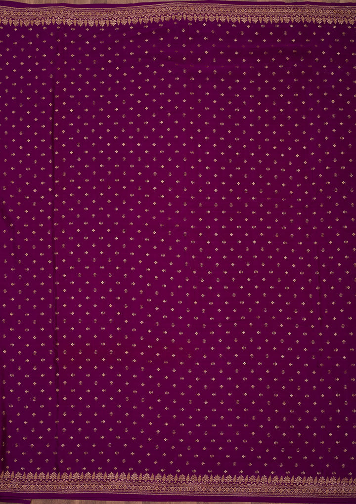 Violet Zariwork Pure Crepe Silk Saree