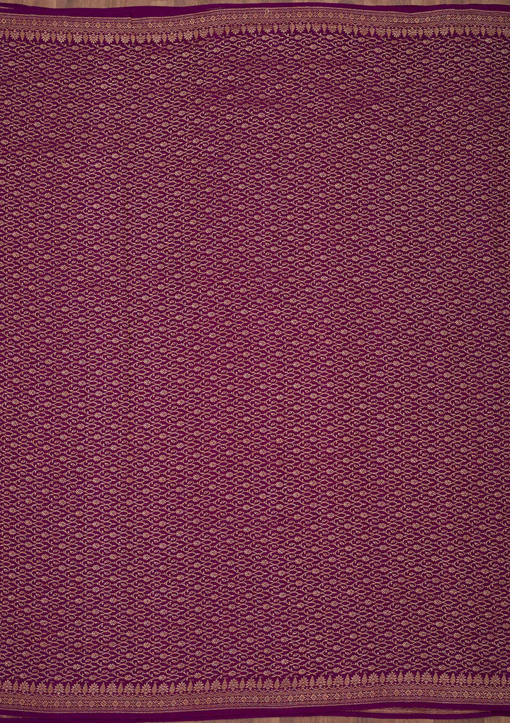 Violet Zariwork Pure Crepe Silk Saree