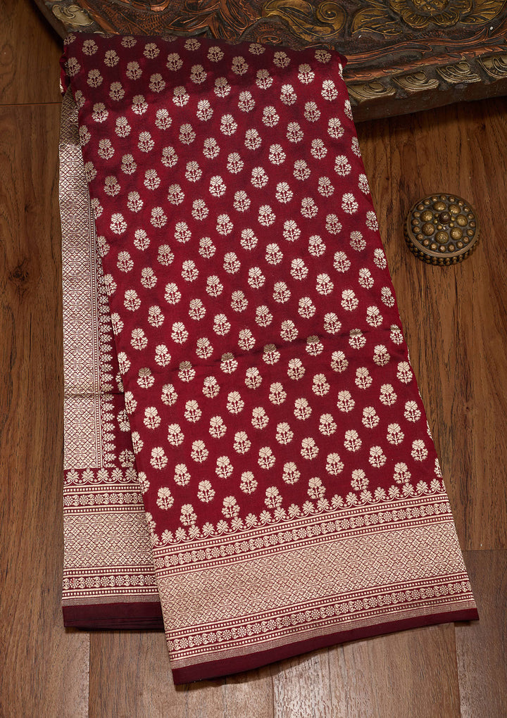 Maroon Zariwork Pure Silk Saree