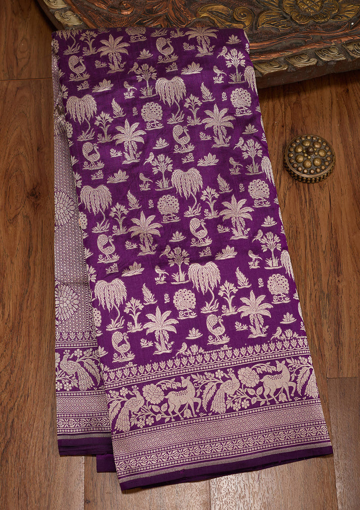 Purple Zariwork Pure Silk Saree