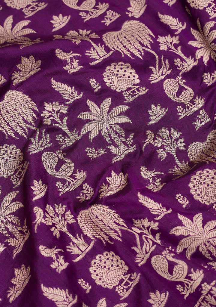 Purple Zariwork Pure Silk Saree