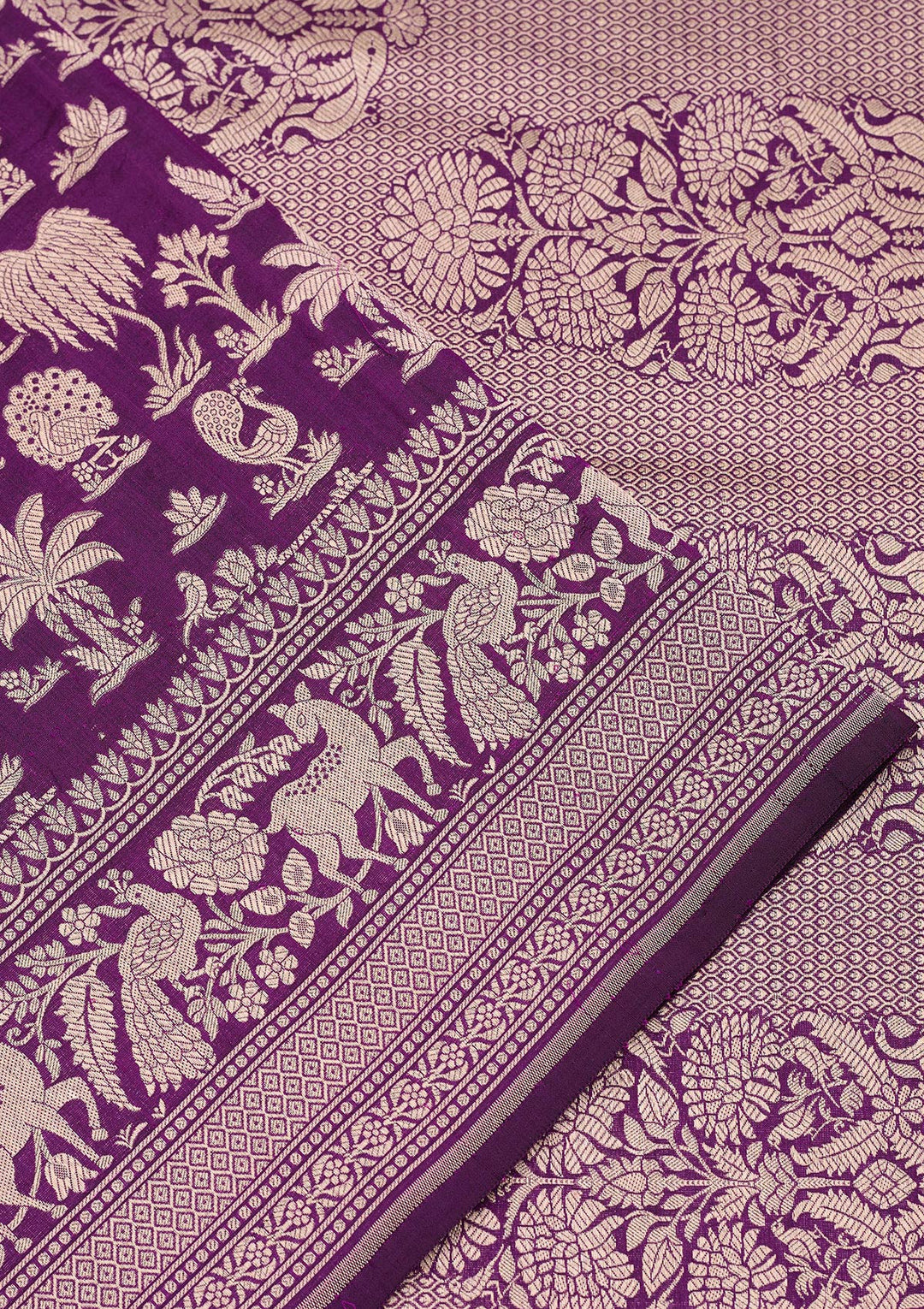 Purple Zariwork Pure Silk Saree