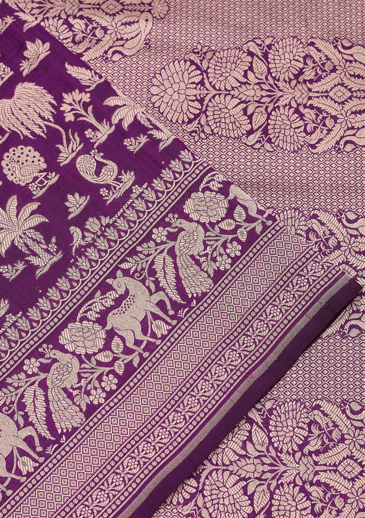 Purple Zariwork Pure Silk Saree