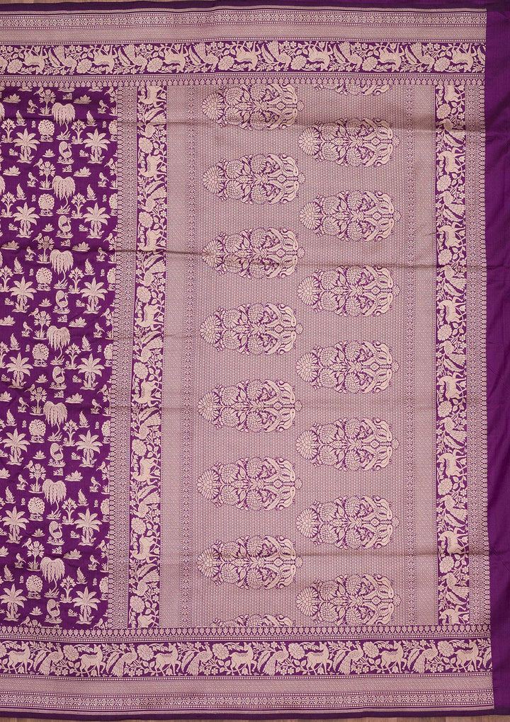 Purple Zariwork Pure Silk Saree