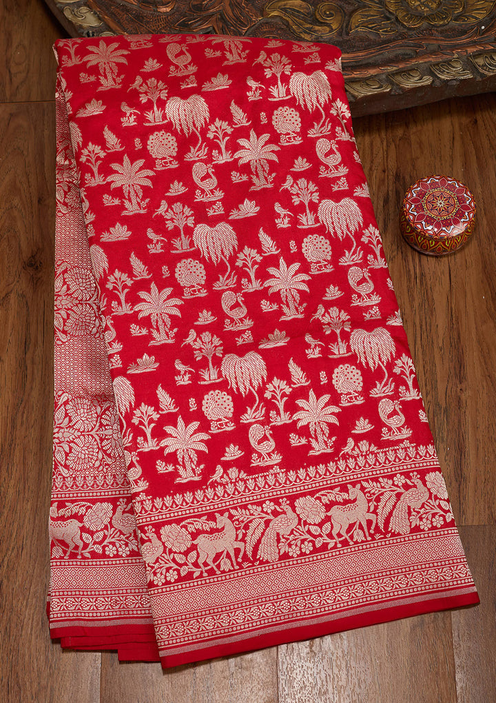 Red Zariwork Pure Silk Saree