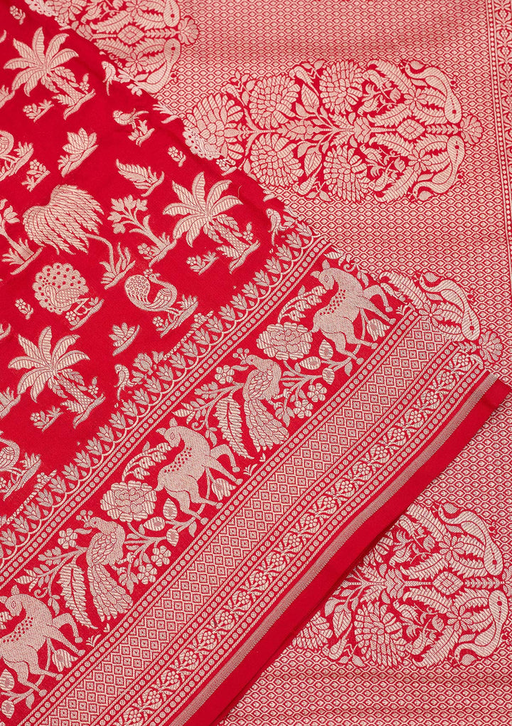 Red Zariwork Pure Silk Saree
