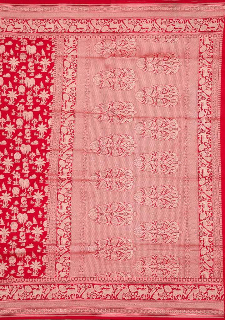 Red Zariwork Pure Silk Saree