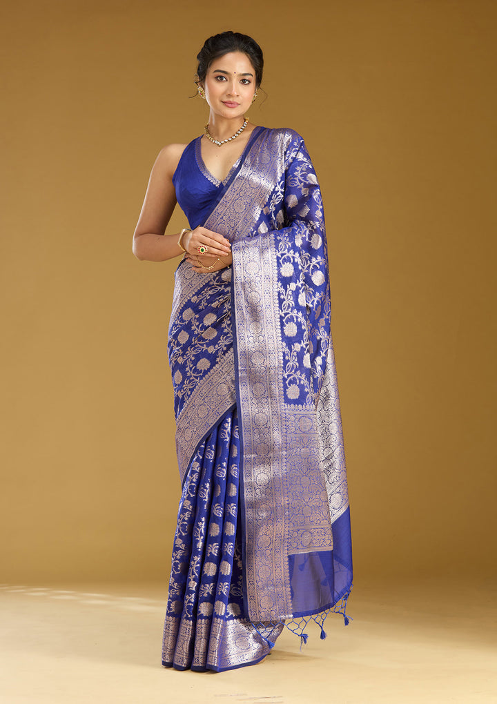 Royal Blue Zariwork Cotton Silk_Saree