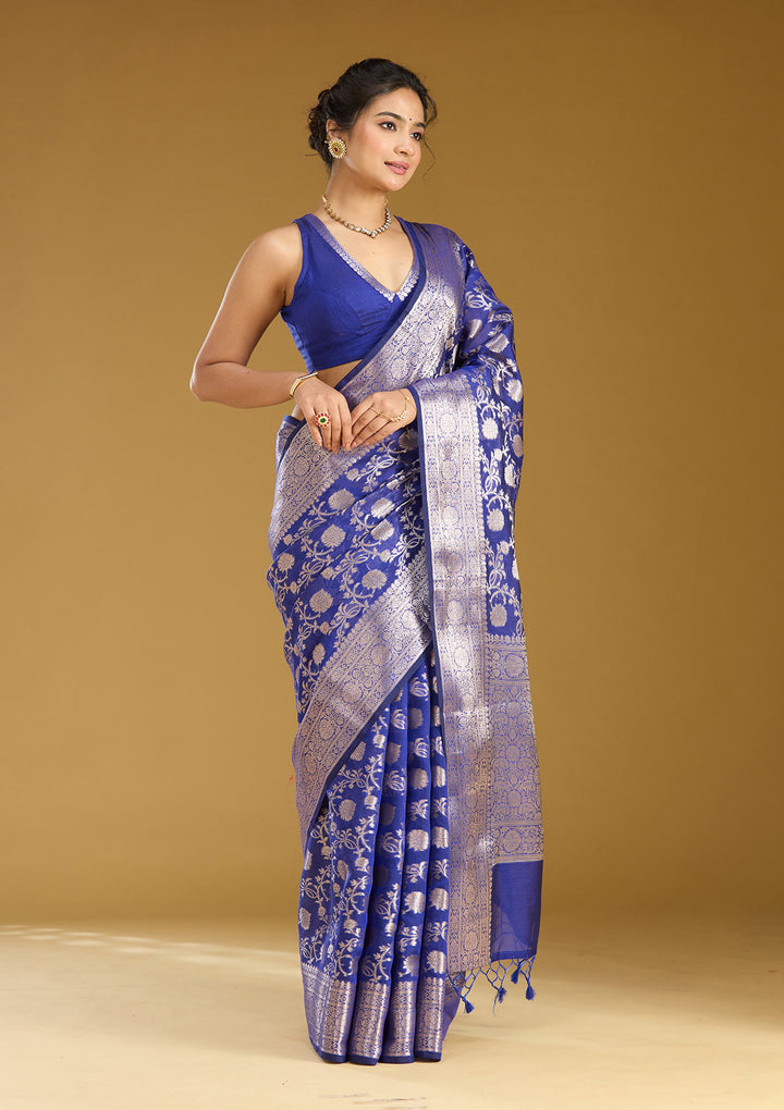Royal Blue Zariwork Cotton Silk_Saree