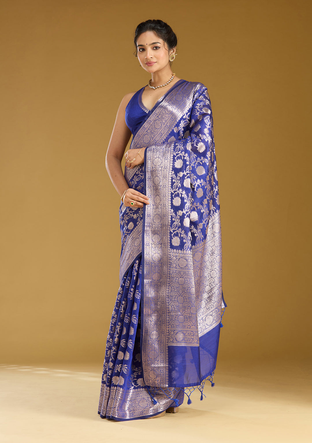Royal Blue Zariwork Cotton Silk_Saree
