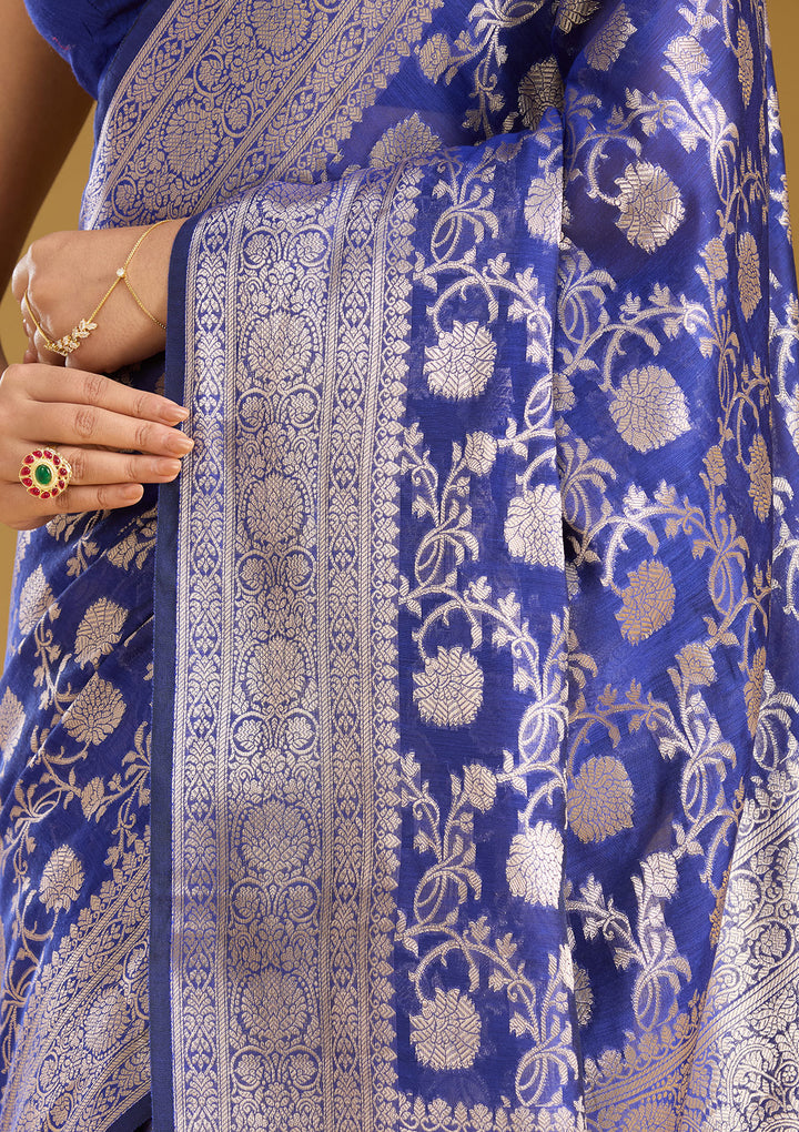 Royal Blue Zariwork Cotton Silk_Saree