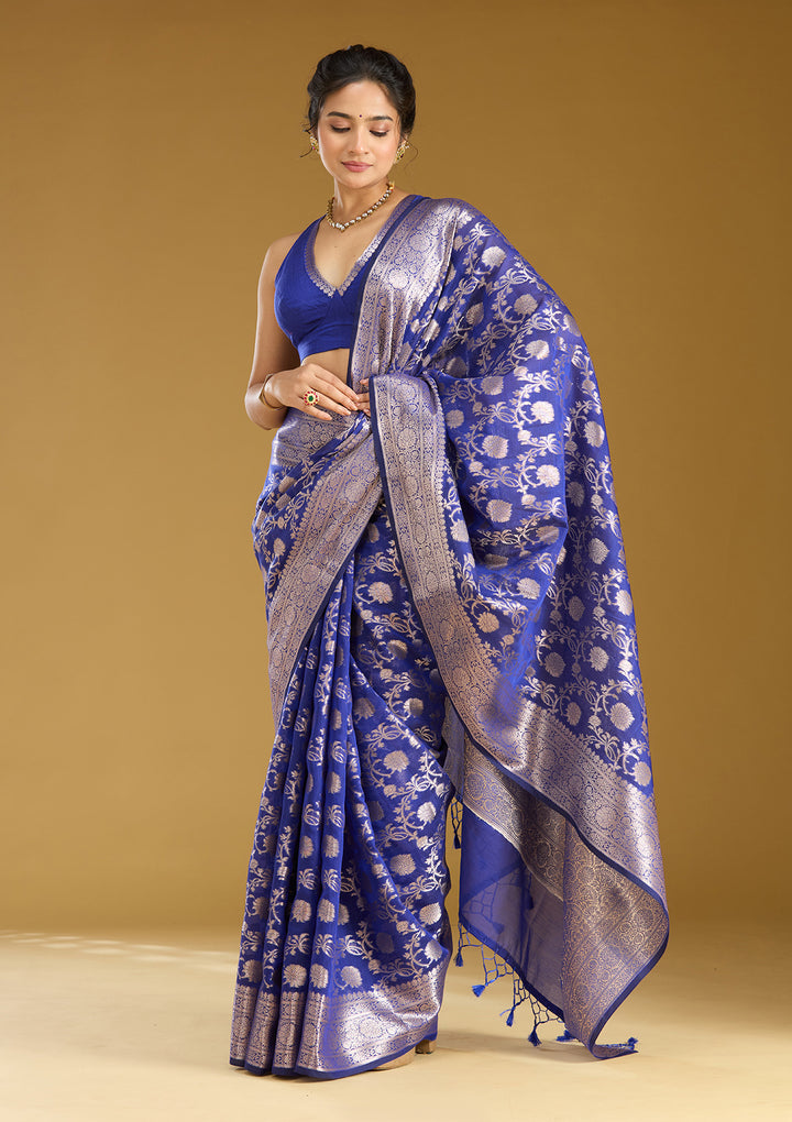 Royal Blue Zariwork Cotton Silk_Saree