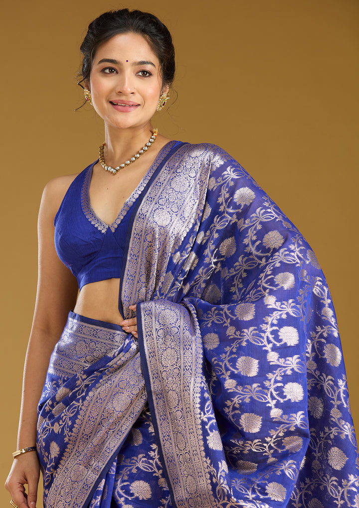 Royal Blue Zariwork Cotton Silk_Saree