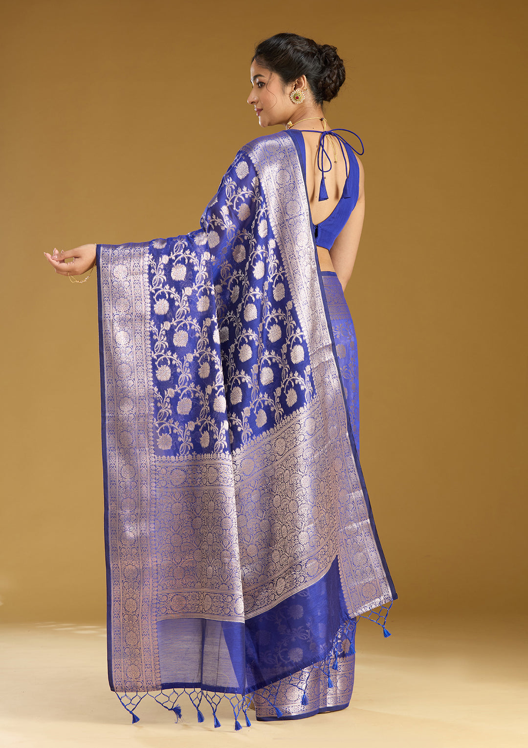 Royal Blue Zariwork Cotton Silk_Saree