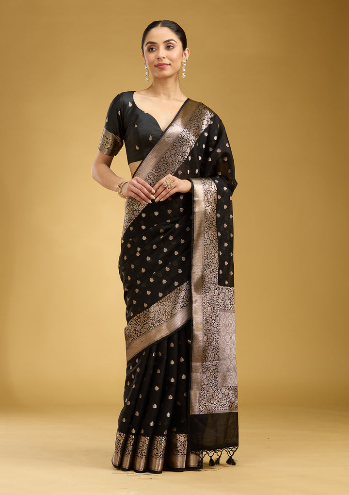 Black Zariwork Cotton Silk Saree