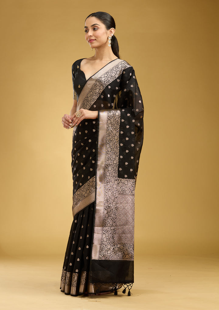Black Zariwork Cotton Silk Saree