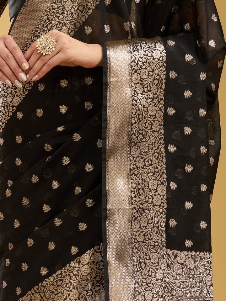 Black Zariwork Cotton Silk Saree