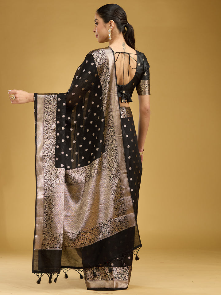 Black Zariwork Cotton Silk Saree