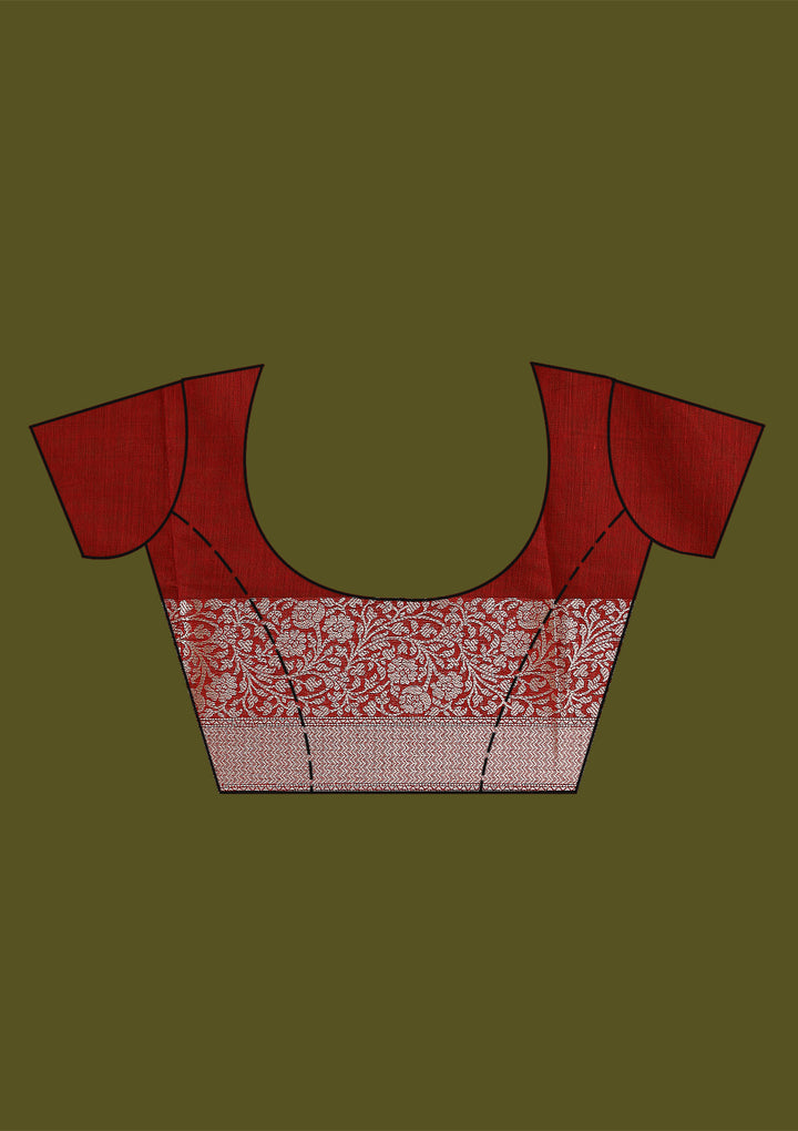 Red Zariwork Cotton Silk Saree