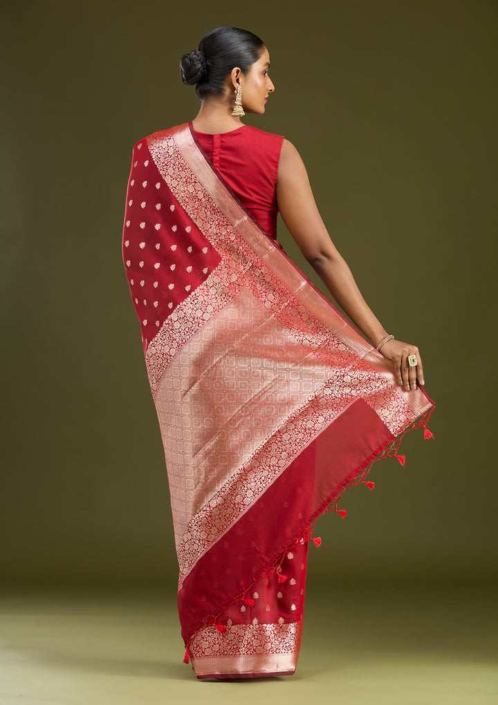 Red Zariwork Cotton Silk Saree