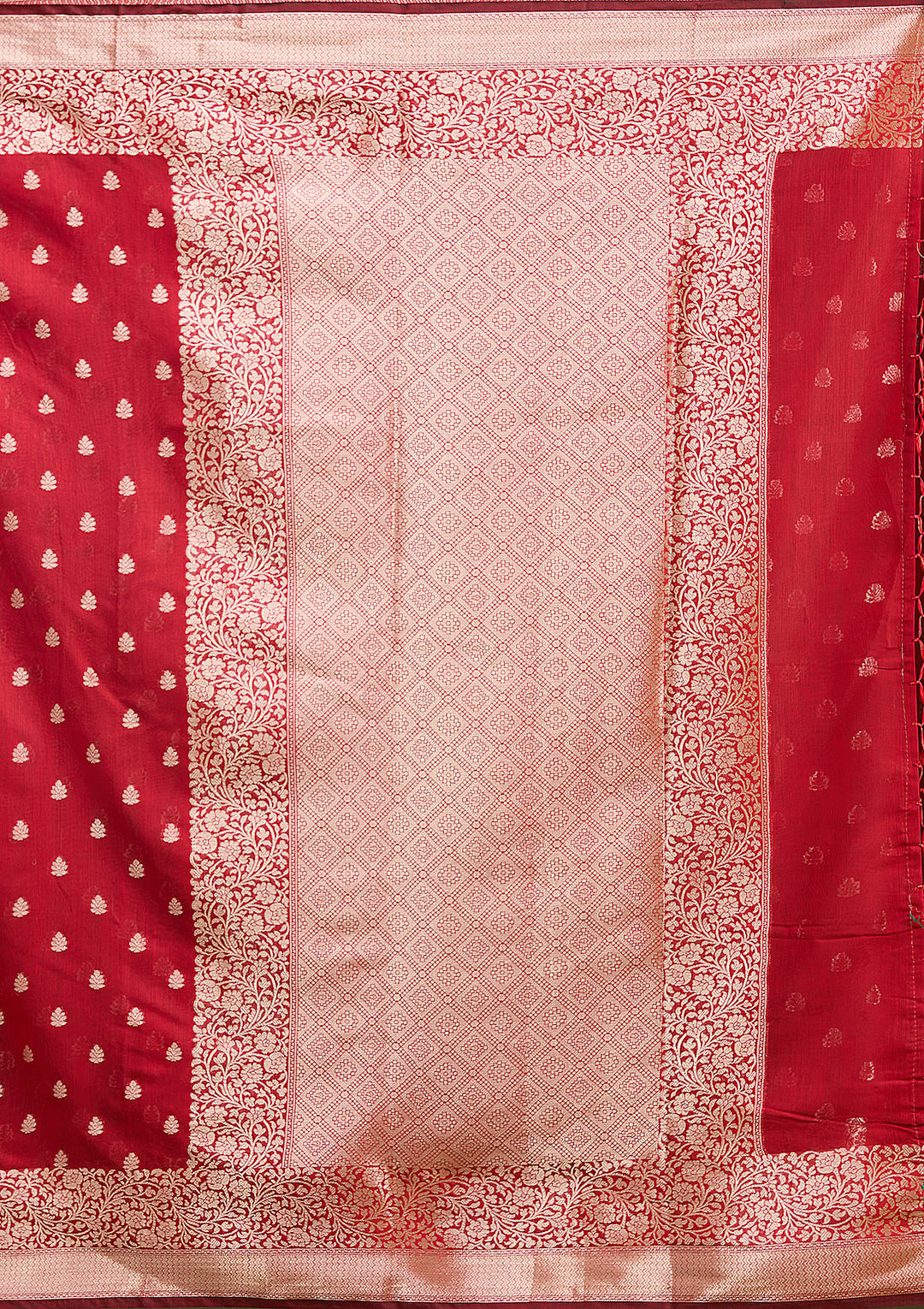Red Zariwork Cotton Silk Saree