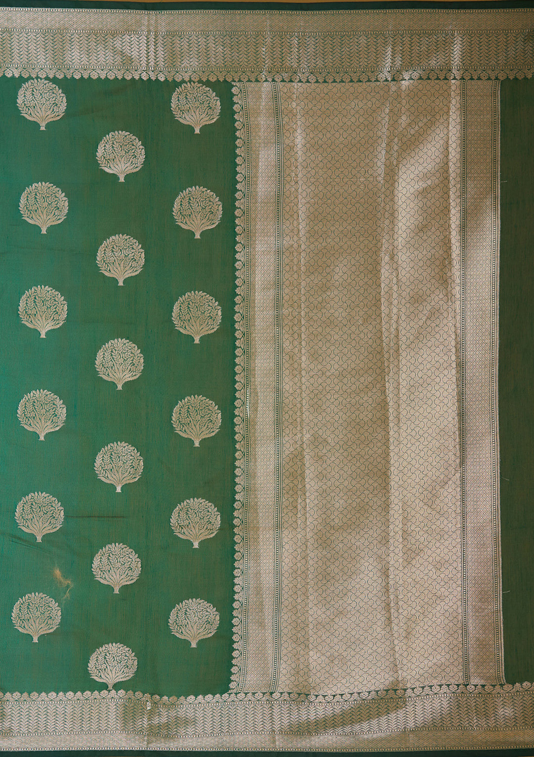 Bottle Green Zariwork (Gold) Art Silk Saree