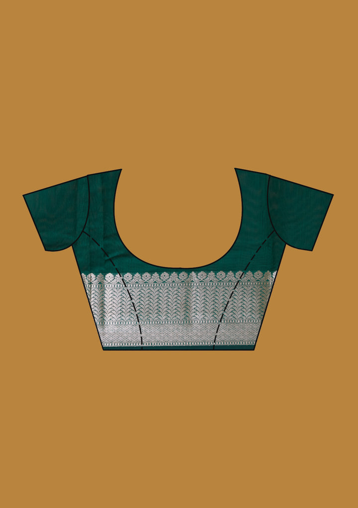 Bottle Green Zariwork (Gold) Art Silk Saree