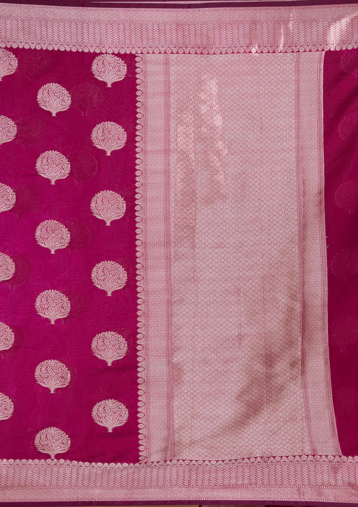 Magenta Pink Zariwork (Gold) Art Silk Silk_Saree