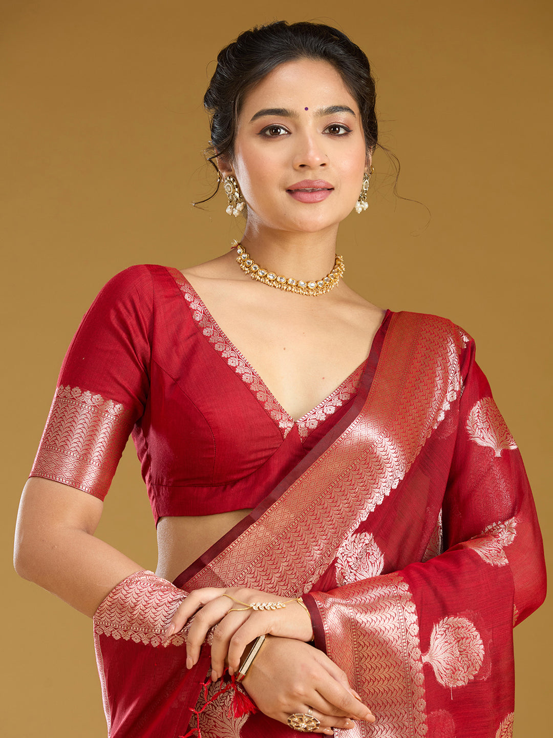 Red Zariwork (Gold) Art Silk Silk_Saree